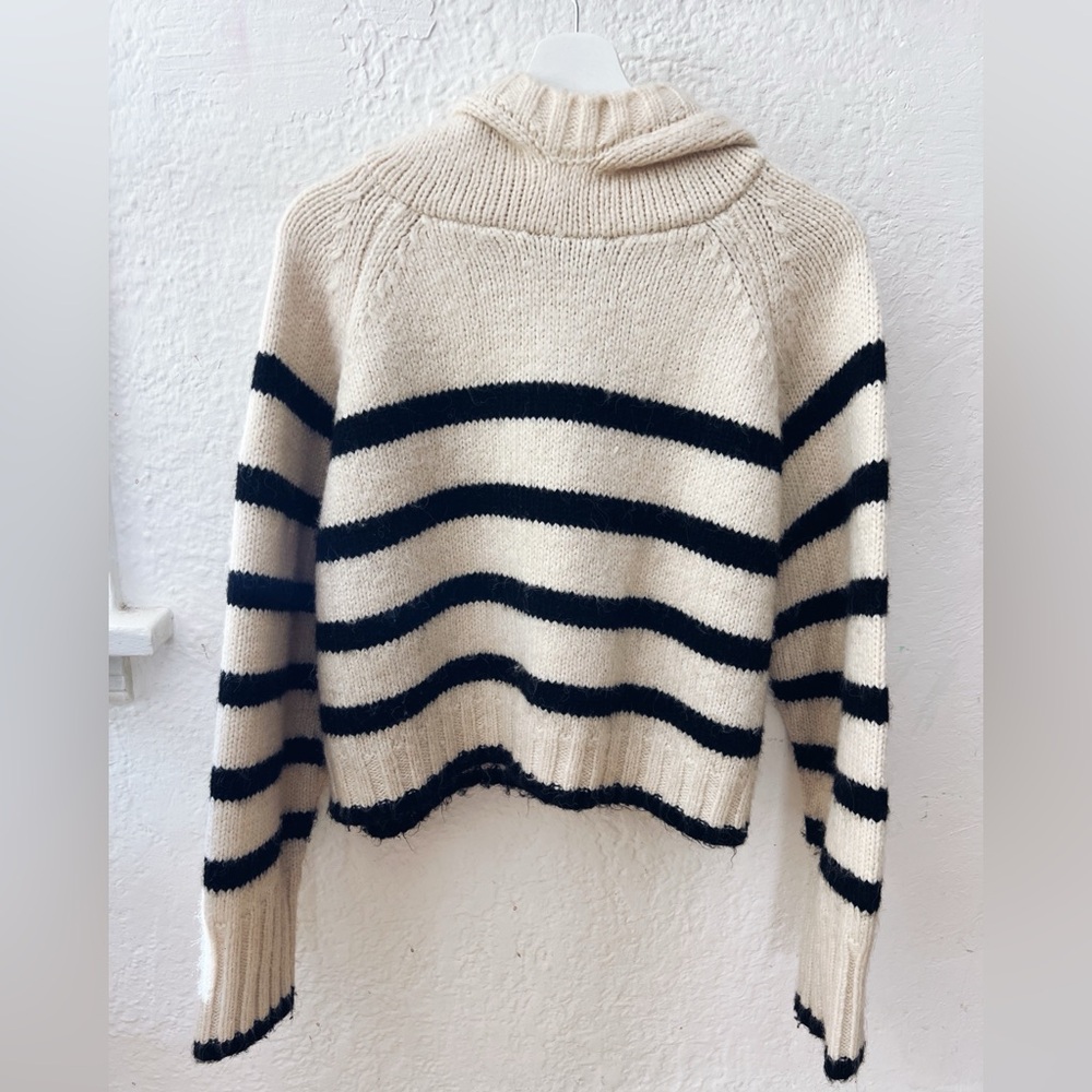 Zara Black and Cream Cowl Neck Sweater w/ hood